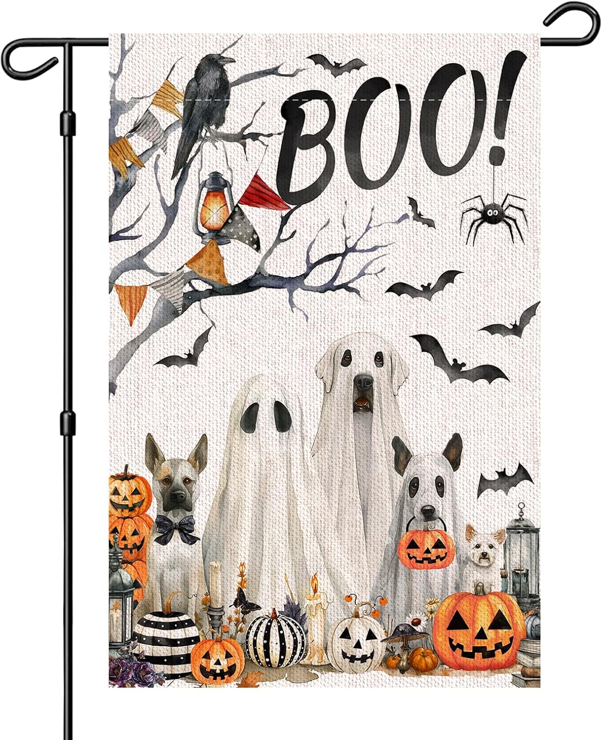 Bandera Halloween doble cara perro fantasma 12x18"