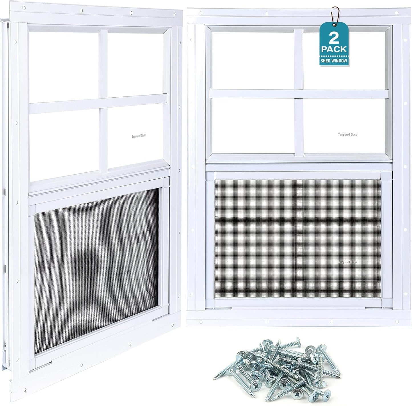 2 Ventanas Corredizas 18x23pulg Vidrio Templado Blanco