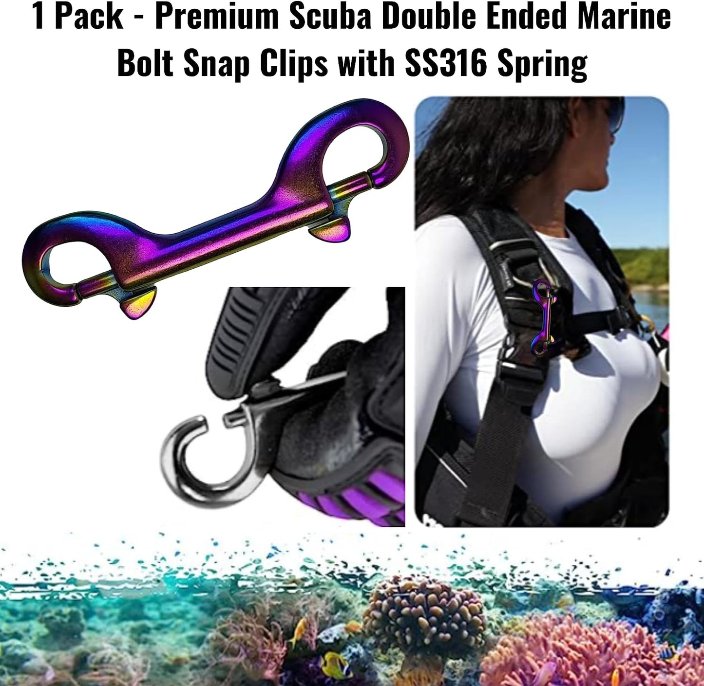 Clips doble extremo 100mm grado marino resorte SS316