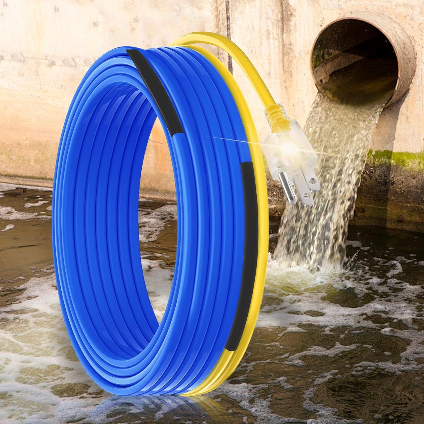 Cable calefactor fluoropolímero 60ft para tuberías drenaje