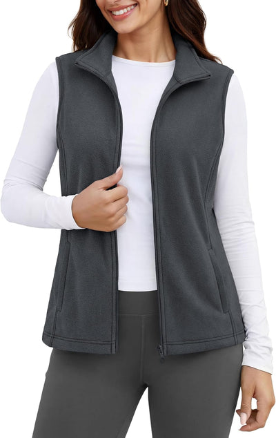 Chaleco polar mujer sin mangas con cremallera y bolsillos