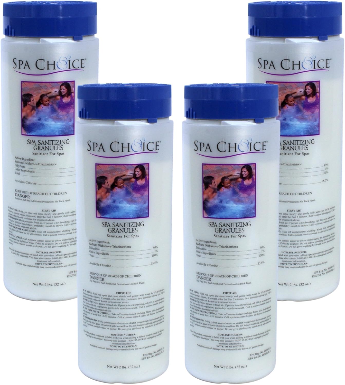 Pack 4 gránulos cloro spa jacuzzi fabricados EE.UU.