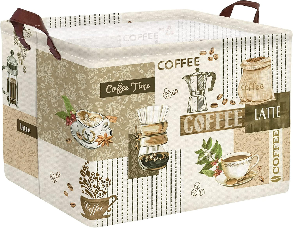 Cesta almacenamiento café taza aperitivos cocina rectangular marrón