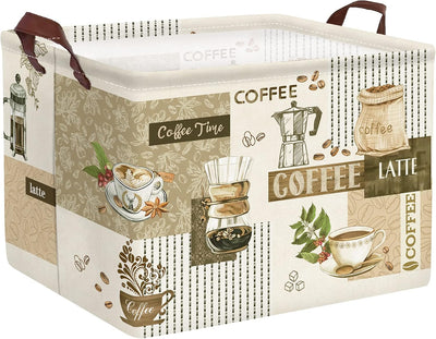 Cesta almacenamiento café taza aperitivos cocina rectangular marrón