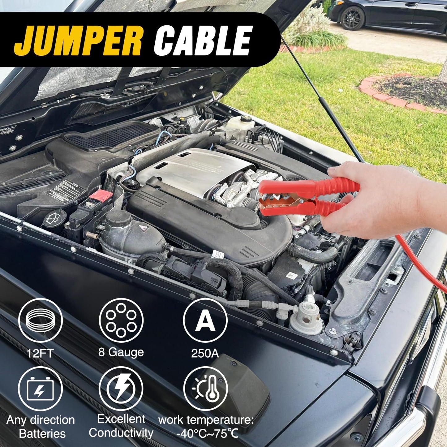 Kit emergencia coche con cables de arranque y linterna