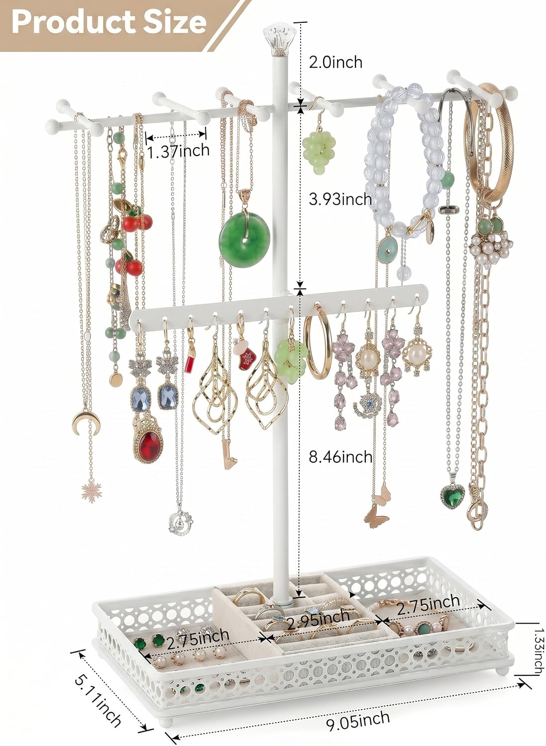 Soporte joyas 15.6" para pulseras collares aretes anillos