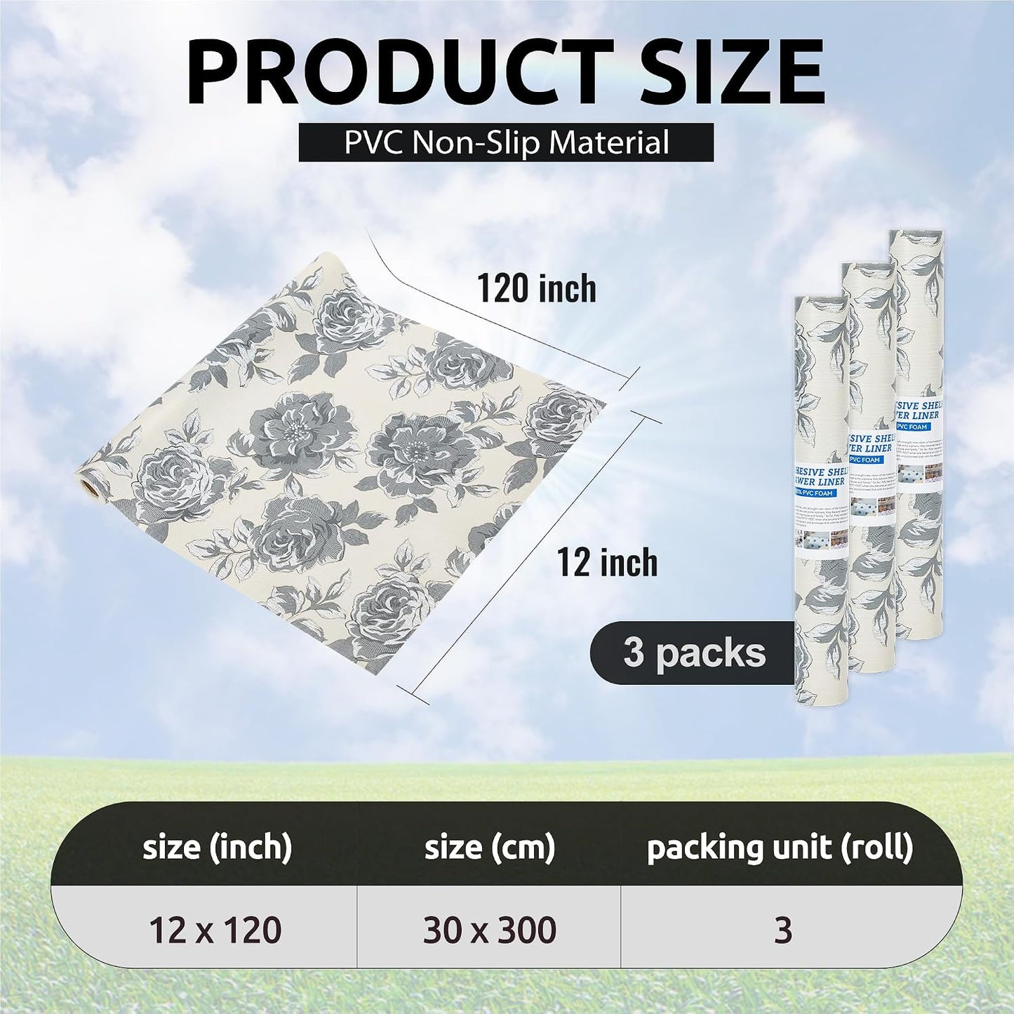 Forro estantería 12x120" PVC antiderrap baño cocina