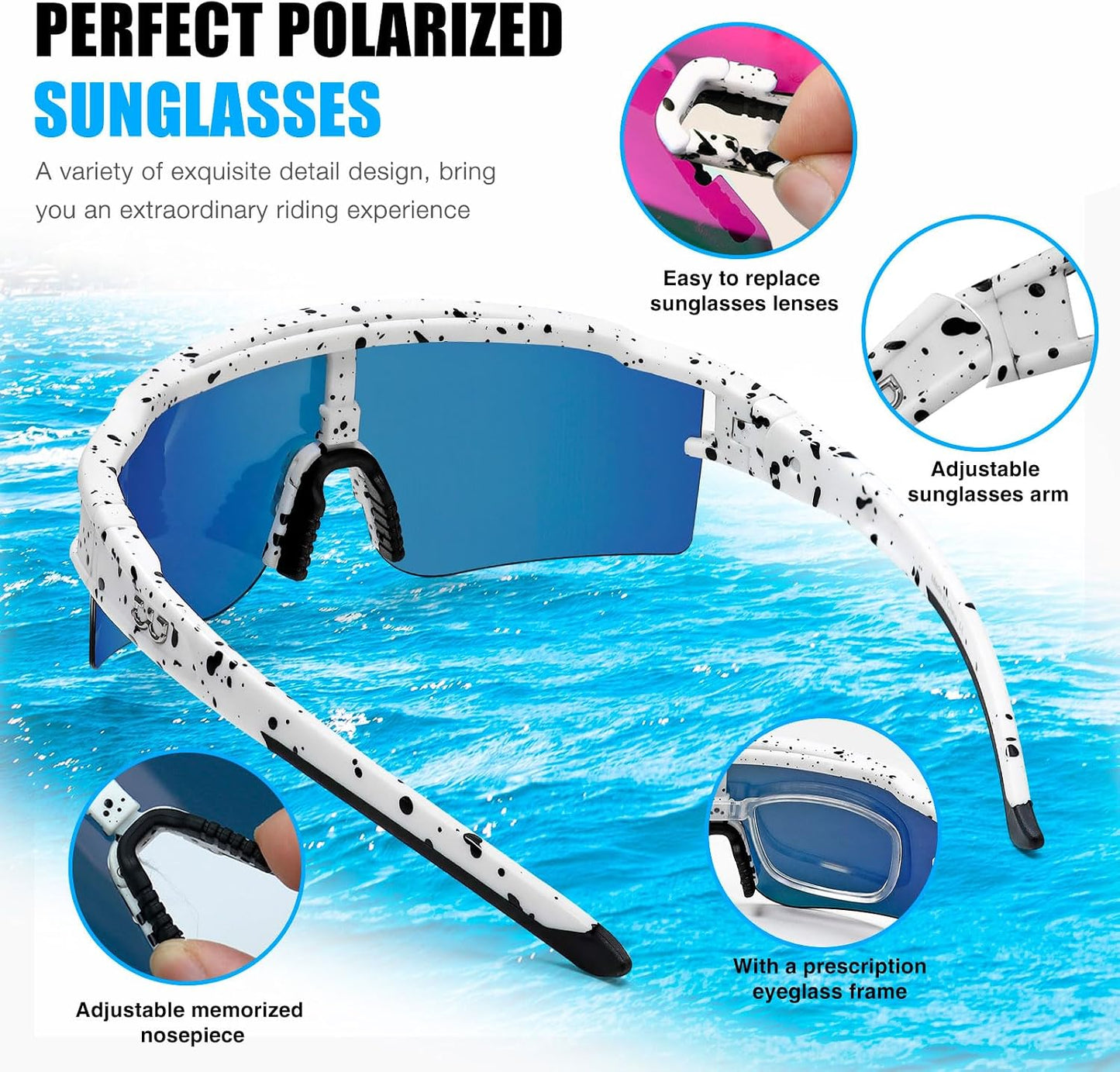 Gafas ciclismo polarizadas 3 lentes TR90 deportivas para correr
