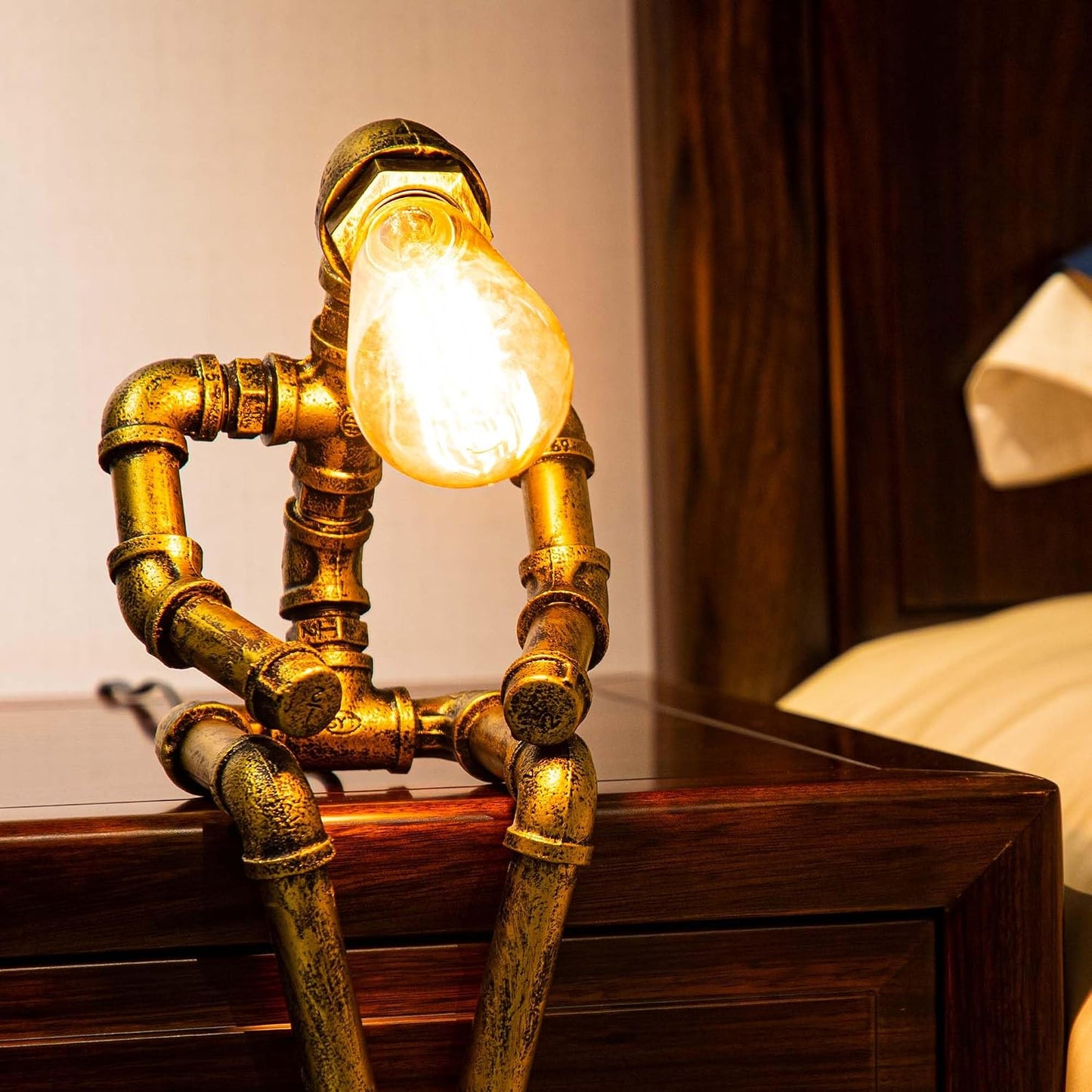 Lámpara mesa Steampunk tubo metal decoración escritorio