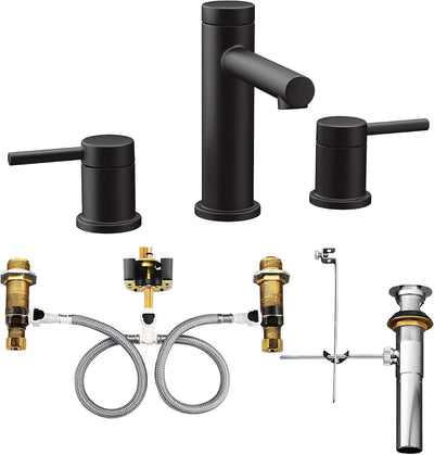 Grifo baño dos manijas válvula negro mate