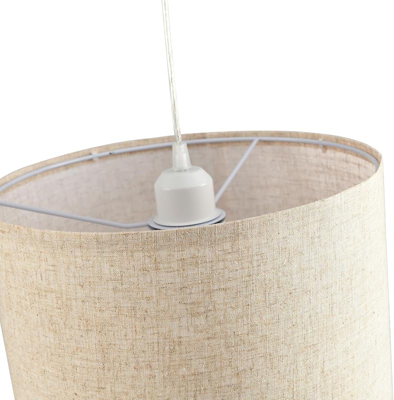 2 Lámparas colgantes enchufables con cable 15ft tela lino beige