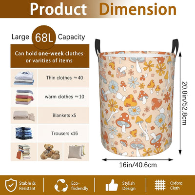 Cesta lavandería retro 60-70 con hongos impermeable plegable