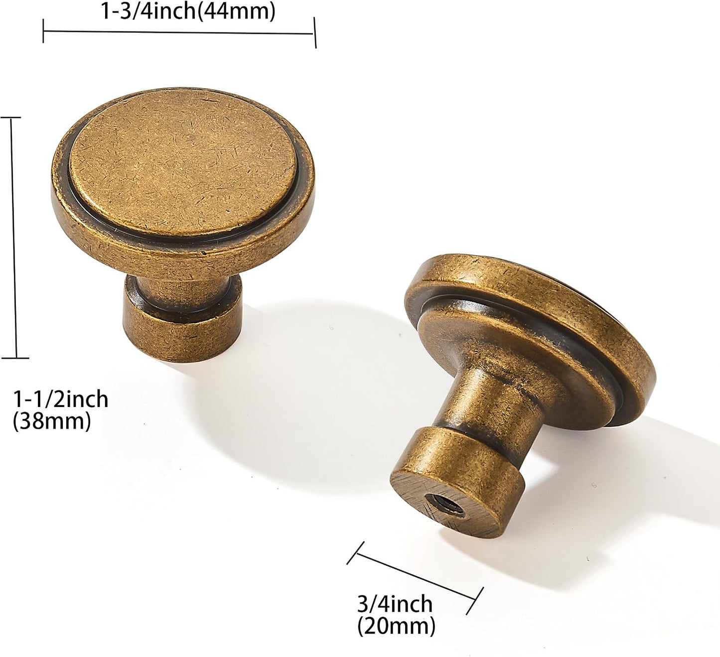 2 Pomas Latón Cepillado para Gabinetes 1-3/4pulg