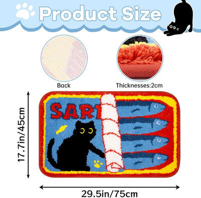 Alfombra baño gato negro antideslizante 30x18pulg