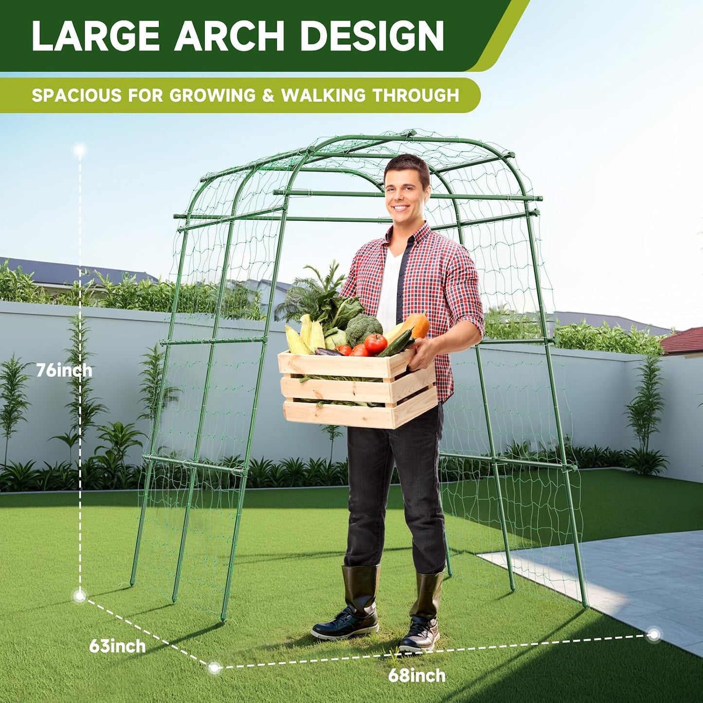 Enrejado arco jardín para plantas trepadoras 6.3ft metal