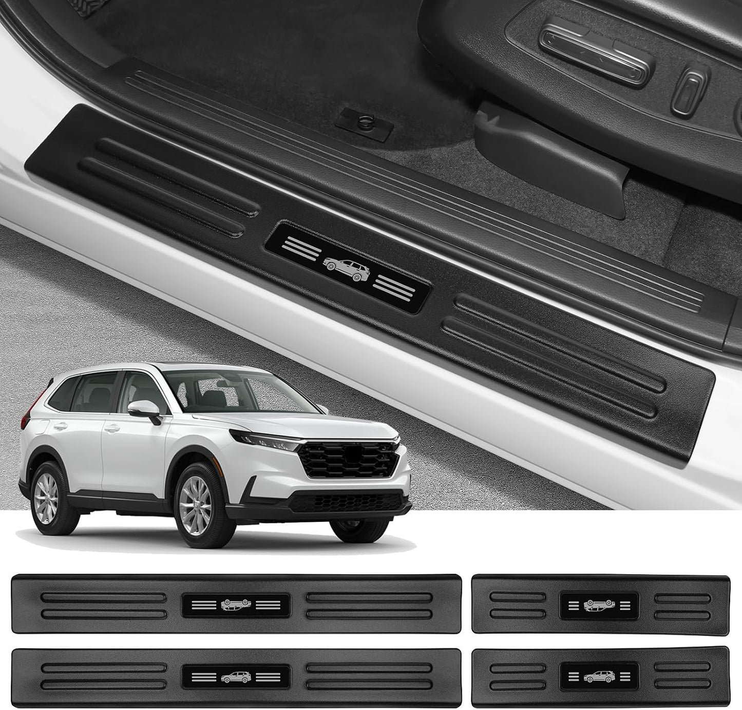 4 Pzas Protector Umbral Puerta Honda CRV HEV Negro ABS