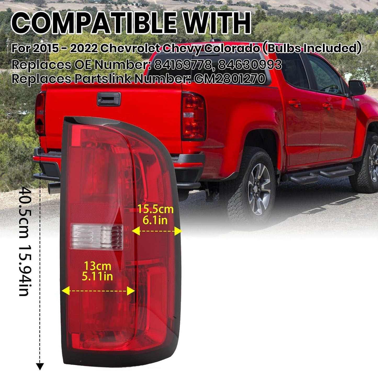 Luz trasera Chevy Colorado 15-22 lado derecho con bombillas