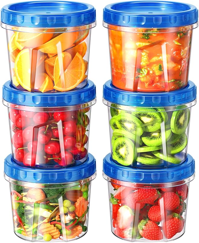 6 Pzas Contenedores Plástico Alimentos 24oz Sin BPA