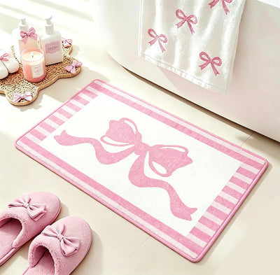 Alfombra baño rosa antideslizante para niñas y mujeres