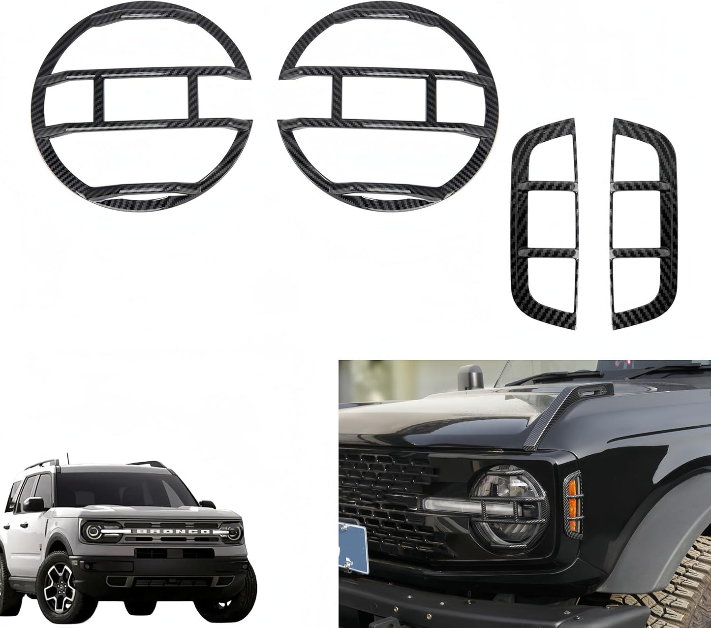 Cubierta faro Bronco 2021-23 fibra kit protector