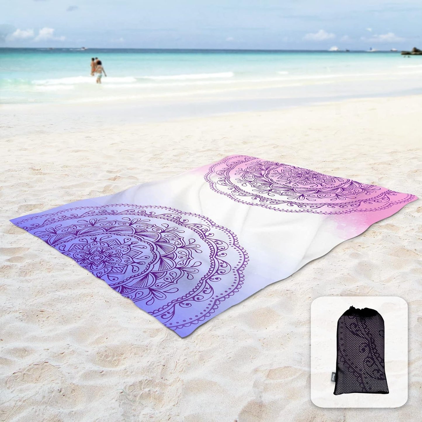 Manta playa suave 106x81pulg con bolsillos mandala
