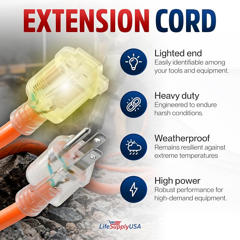 Cable extensión 75ft 10/3 SJTW impermeable 15A 125V