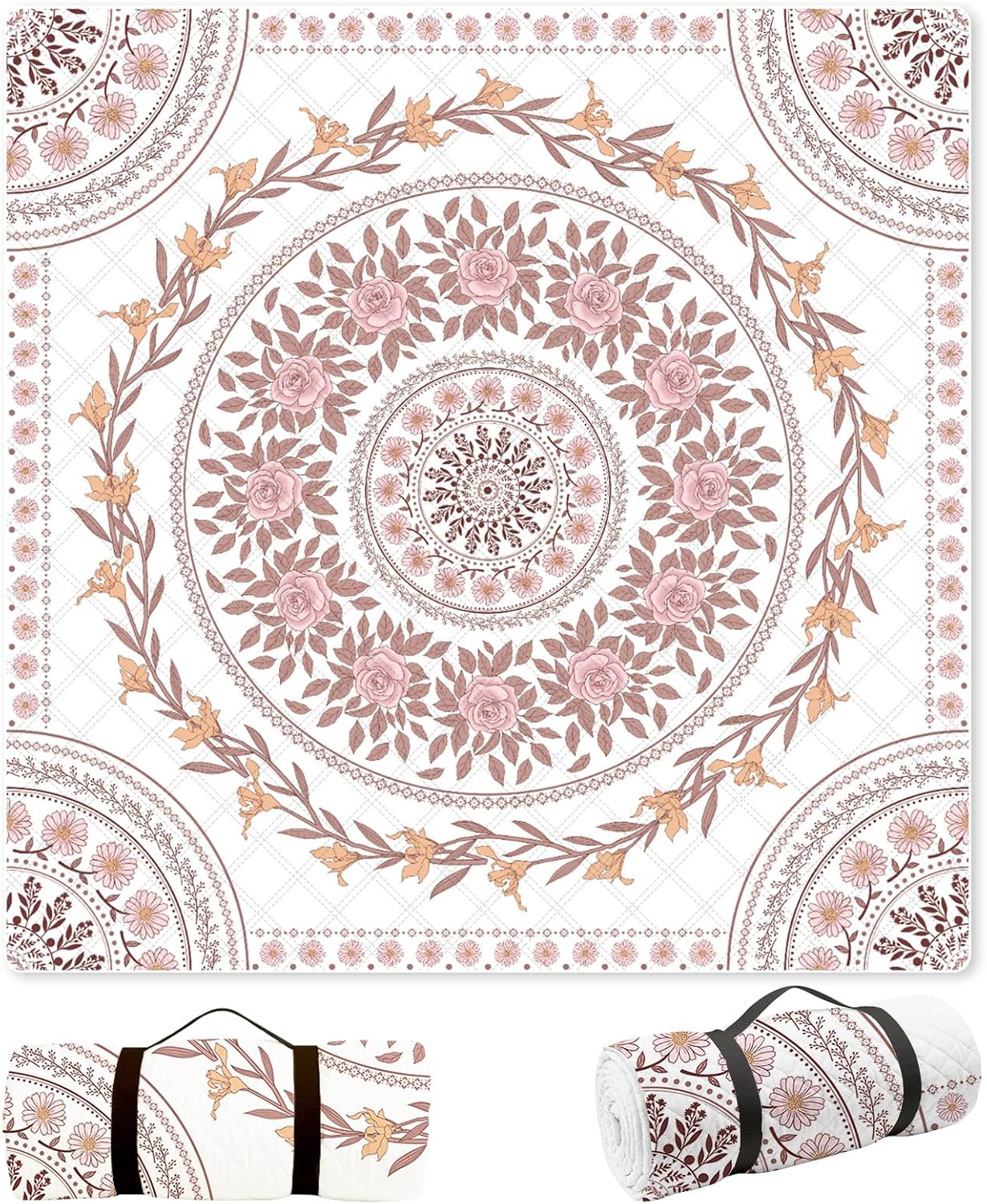 Manta picnic 80x80pulg impermeable plegable a cuadros rosa