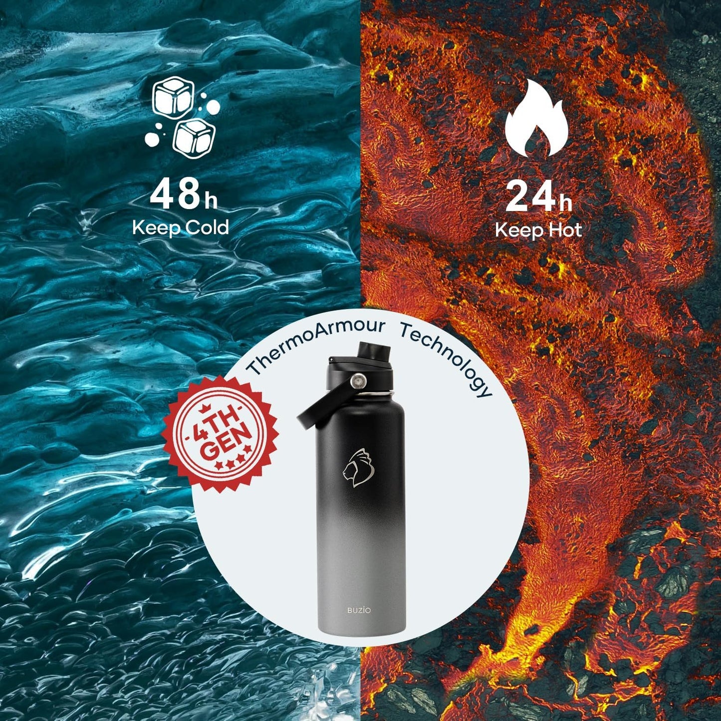 Botella agua acero inox doble vacío con pajita 40oz