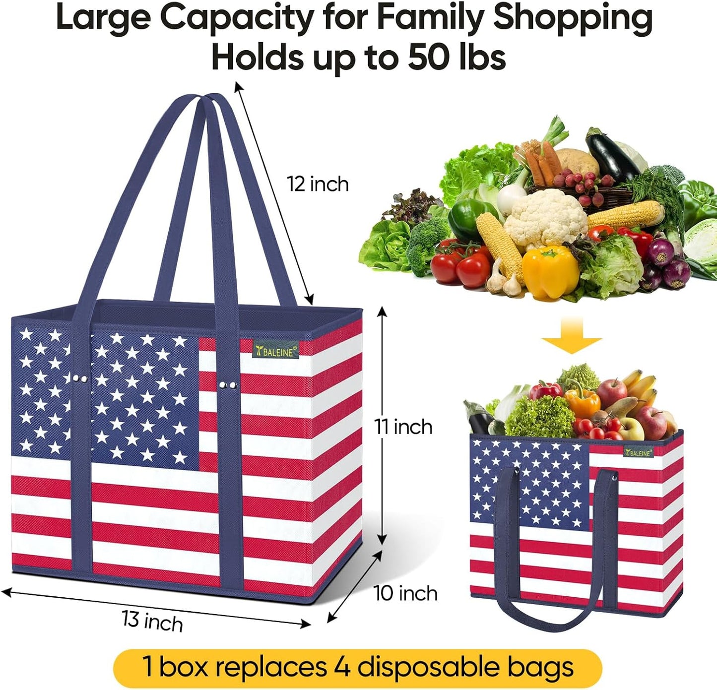 3 Pzas Bolsas Reutiliz. Comestibles Plegables Reforzadas
