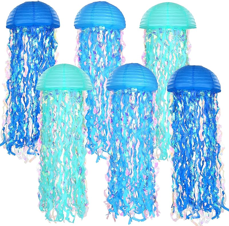 6 Linternas papel medusas colores degradados faroles fiesta