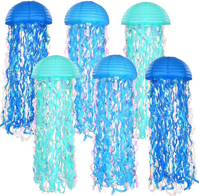 6 Linternas papel medusas colores degradados faroles fiesta