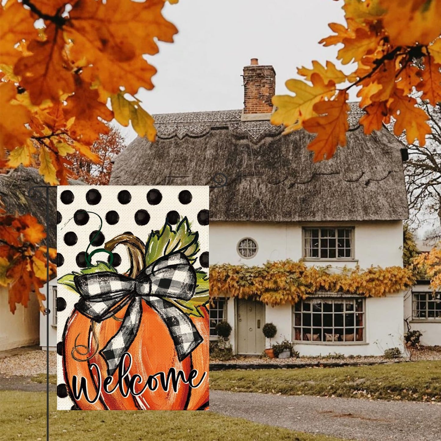 Bandera jardín calabaza otoño 12x18pulg doble cara patio