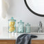Tarro vidrio recipiente baño set 3 azul