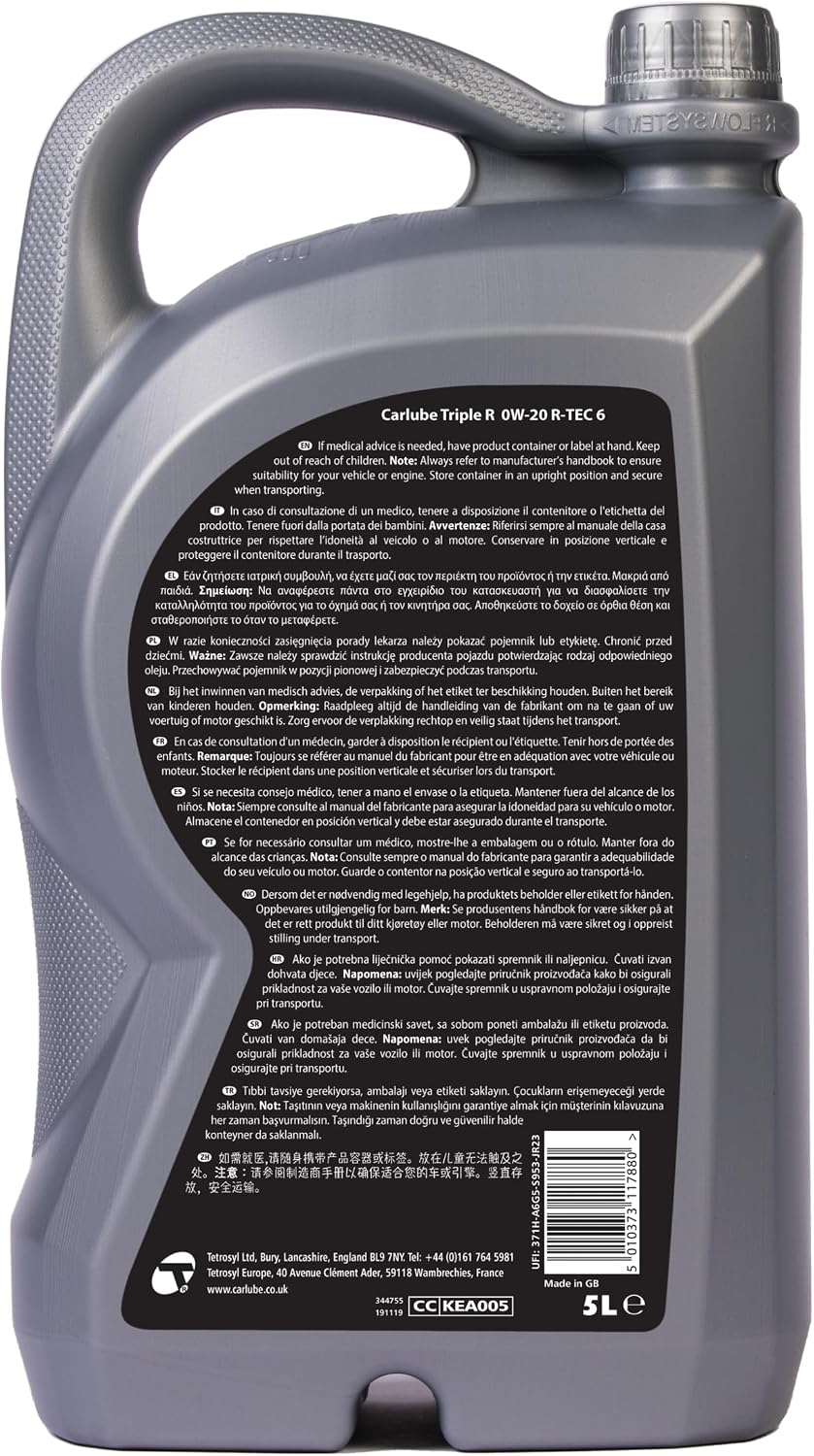 Aceite motor sintético 0W-20 169oz