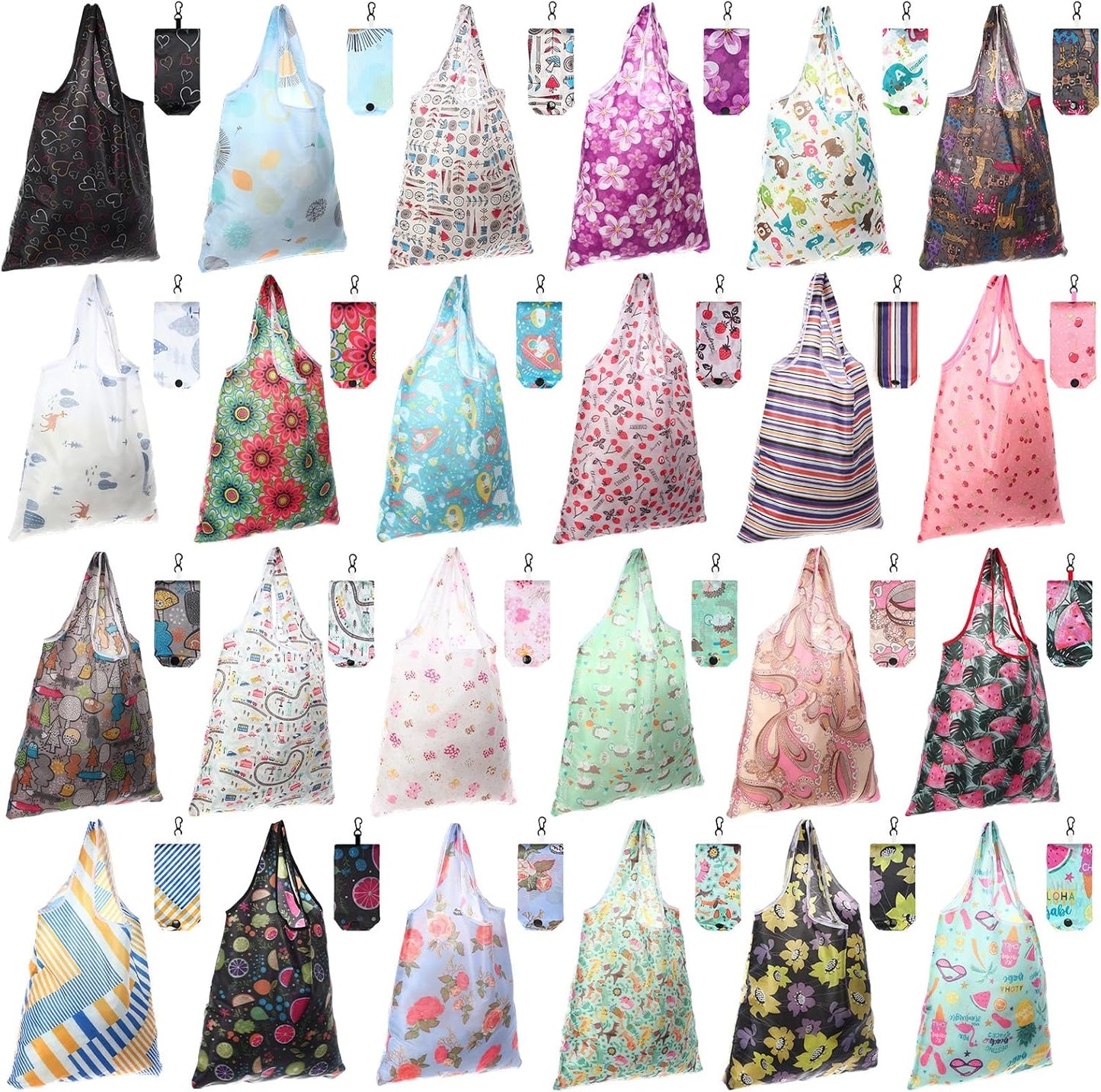 24 Bolsas Plegables Reutiliz. para Compras y Viaje