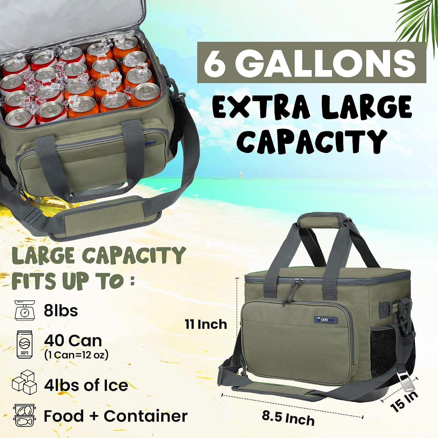 Bolsa térmica doble capa para 40 latas viajes picnic trabajo
