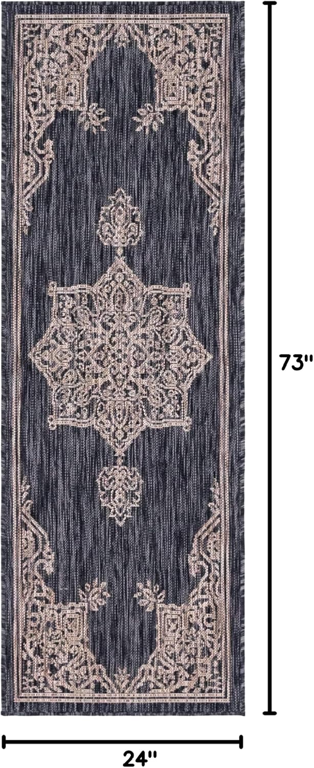 Alfombra área corredor 2x6ft gris carbón/natural