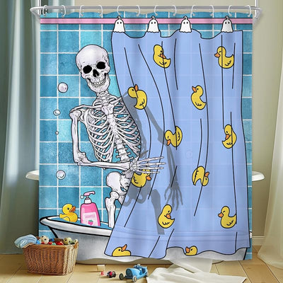 Cortina ducha calavera gótica 60x72pulg pato de goma