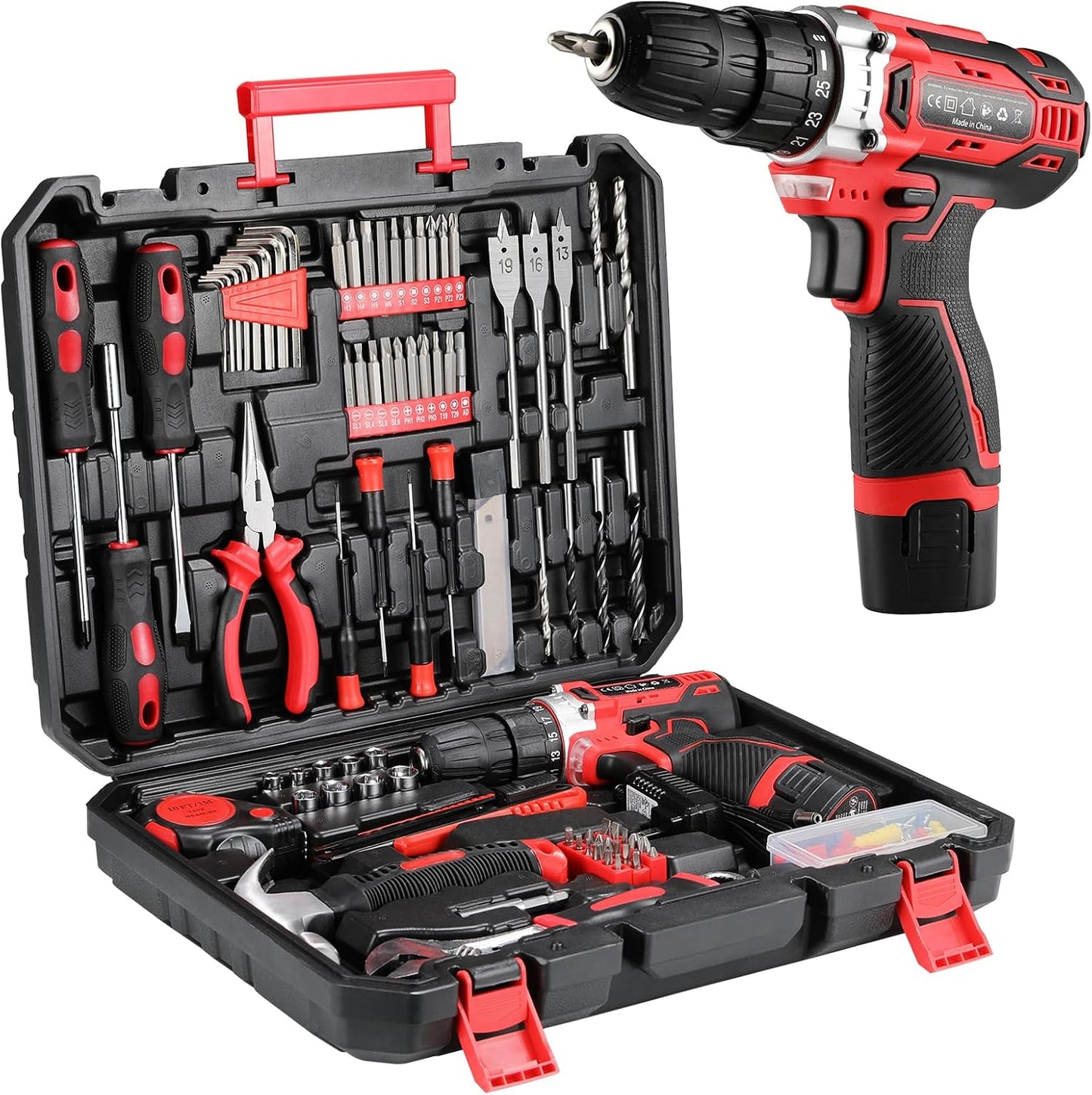 Set 138 Pzas Taladro Inalámbrico 12V 2 Velocidades