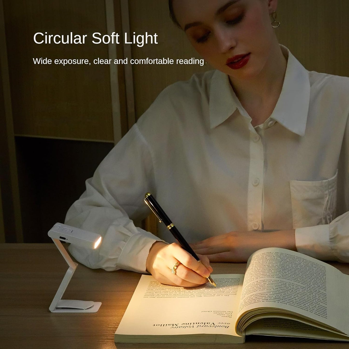 Luz lectura recargable con clip 3 temperaturas portátil