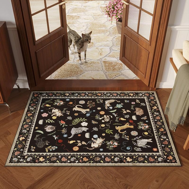 Tapete 2x3ft antideslizante bohemio floral para entrada cocina