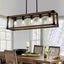 Lámpara isla cocina 5 luces candelabro negro madera rústica