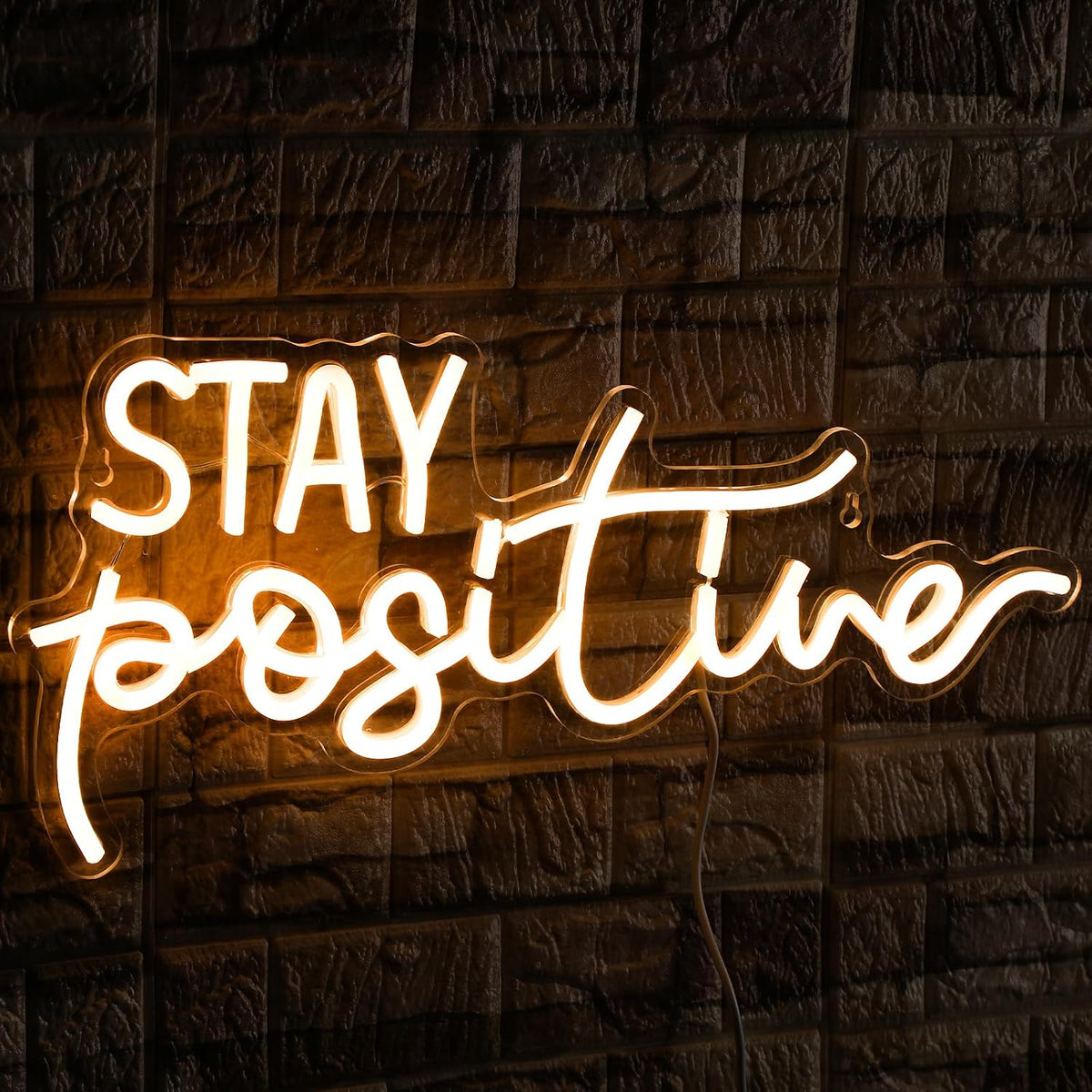 Letrero neón LED Stay Positive decoración pared habitación niña