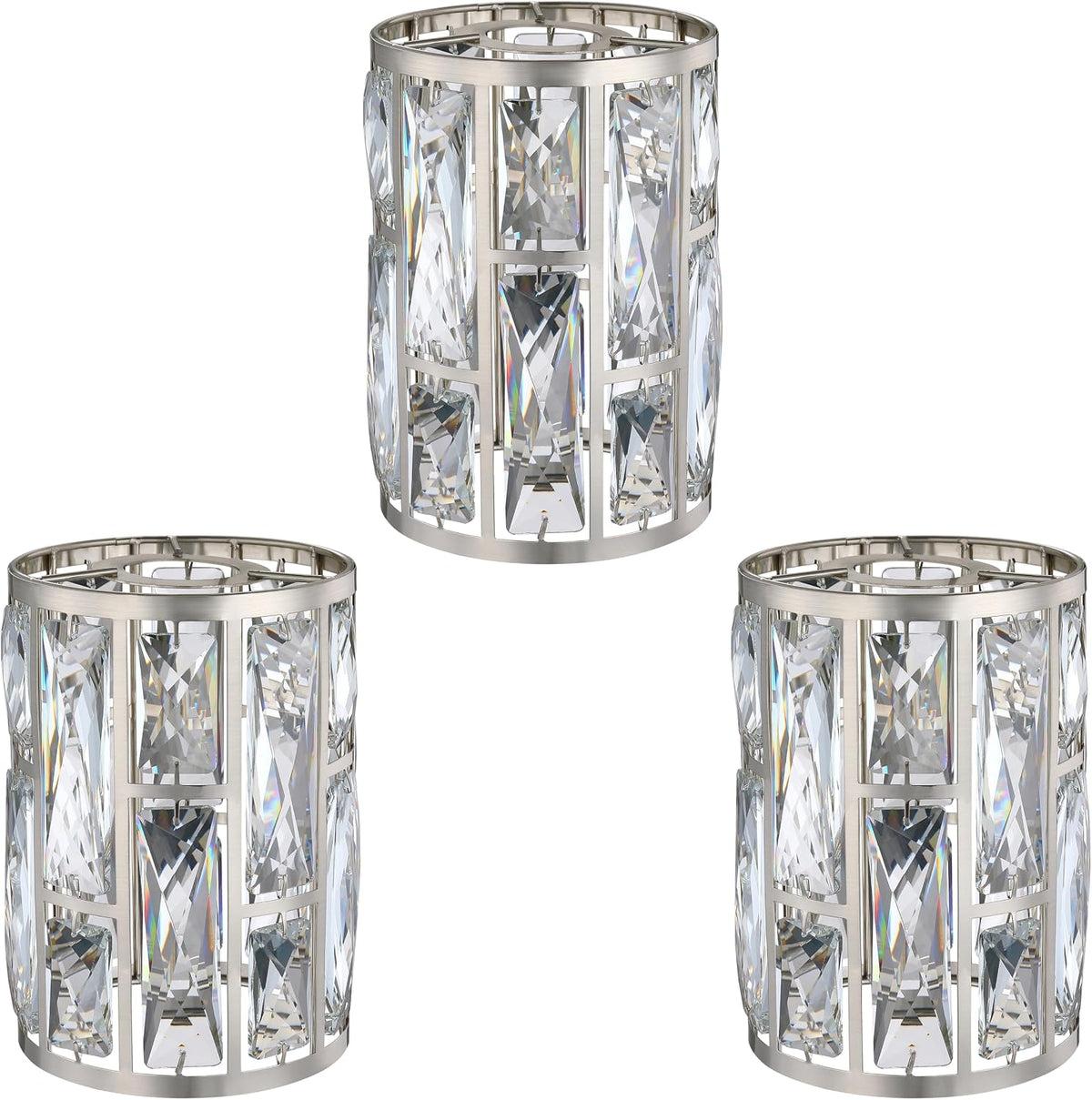 3 Pzas Lámpara Sconce Cristal 1.66pulg 7.1x5.3pulg Níquel
