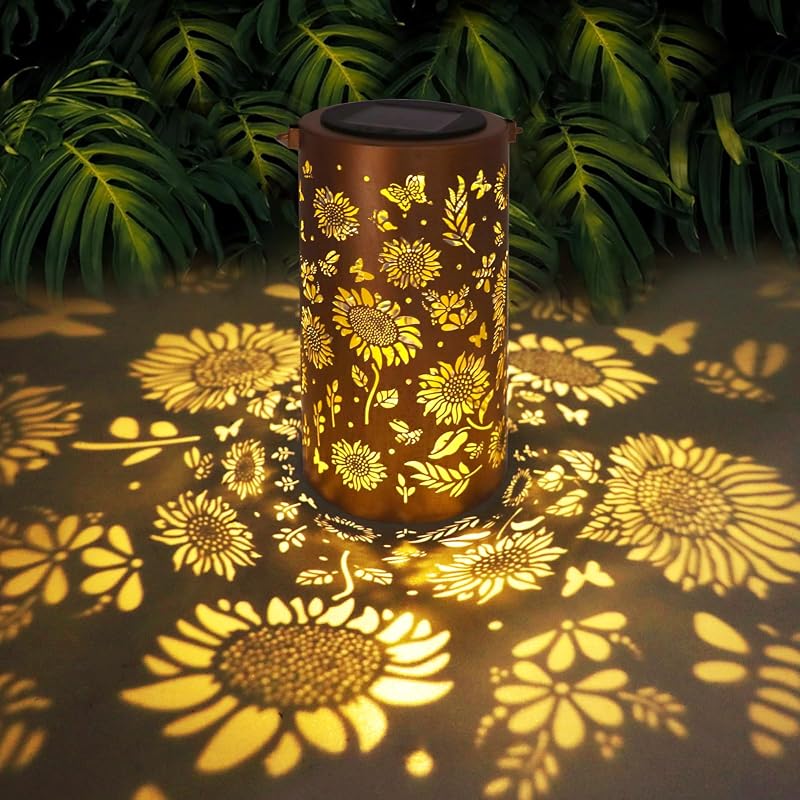 Farol solar girasol colgante para jardín decoración