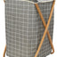Cesta bambú marco en X forro algodón gris
