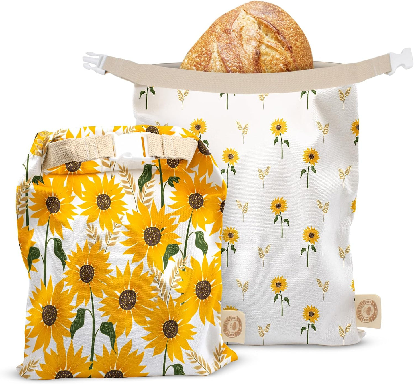Set bolsas pan reutilizables para panaderos caseros girasol