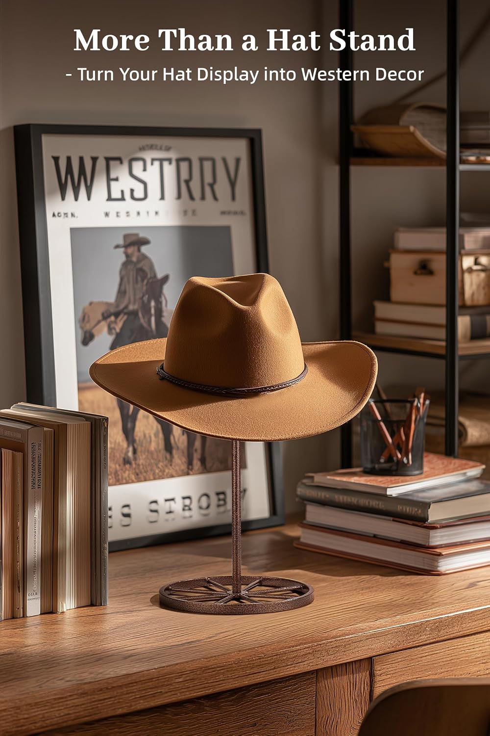 Soporte sombrero vaquero metal resistente escritorio