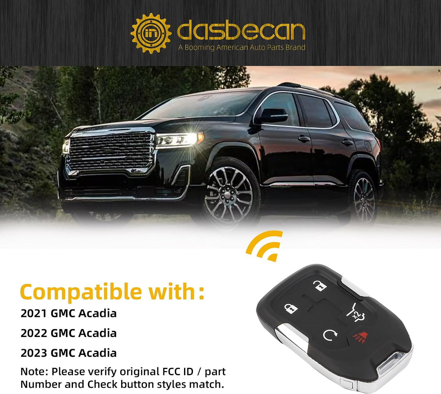 Llavero repuesto comp GMC Acadia 5 botones