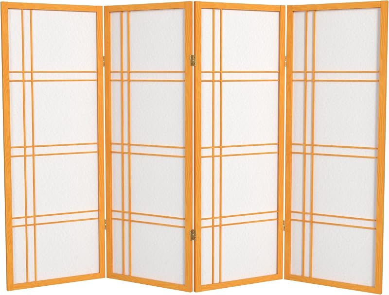 Pantalla Shoji corta doble cruz 4ft 4 paneles Miel